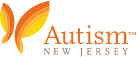 Logo of Autism New Jersey featuring an orange butterfly design and the text "Autism New Jersey" in orange and gray, symbolizing support for autism services in New Jersey.