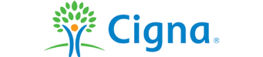 The Cigna logo showcases a stylized blue human figure with green leaves above, resembling a tree, next to the word "Cigna" in blue. Cigna proudly supports autism services in NJ, offering comprehensive coverage options tailored to families' needs.